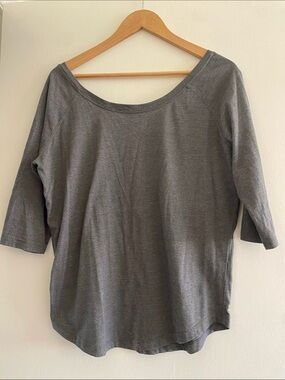 Fabletics Charcoal Scoop-Neck Long Sleeve Tee
